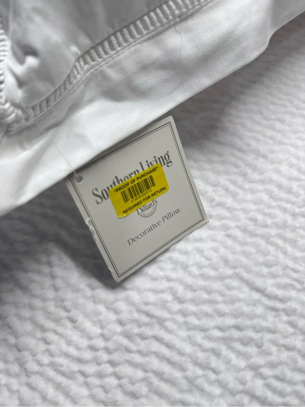 Southern Living White Sateen 20x20 Decorative Pillow NWT